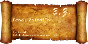 Bondy Zoltán névjegykártya